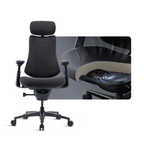 LiberNovo Omni Pro ergonomic chair in Graphite with cutaway of the actively ventilated seat fan