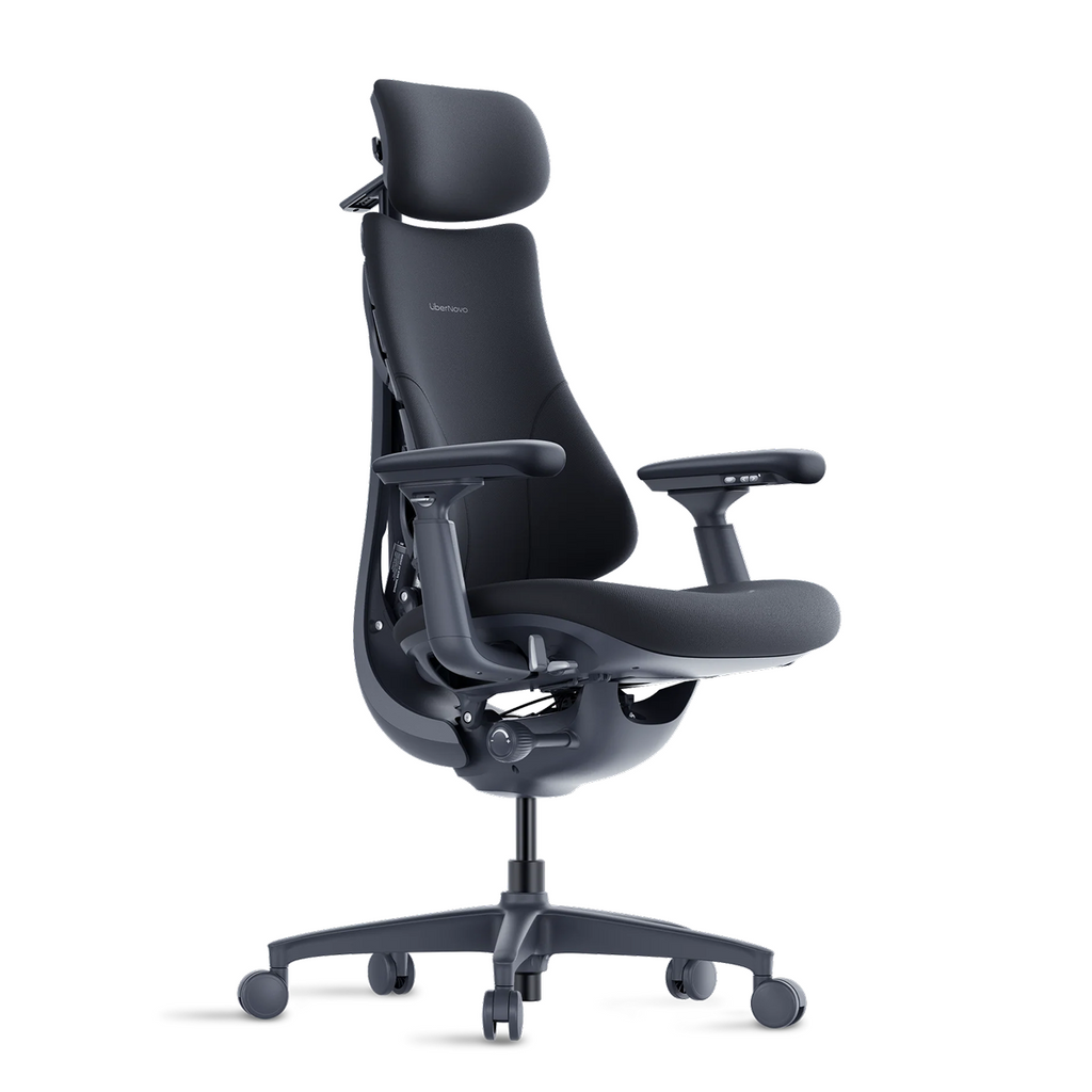 LiberNovo Omni ergonomic chair in Midnight Black, three-quarter view