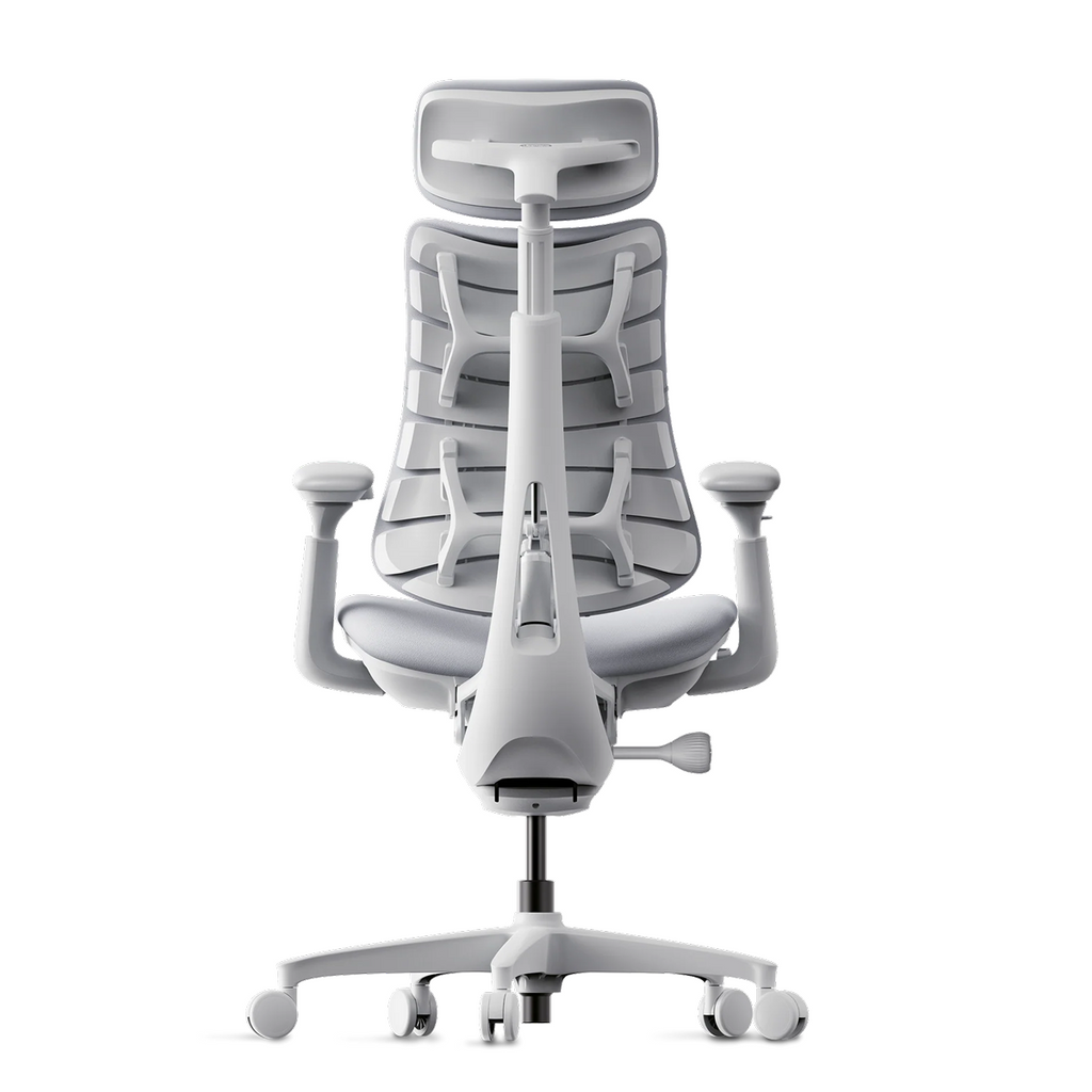 Rear view of the LiberNovo Omni in Space Grey showing the Bionic FlexFit backrest panels