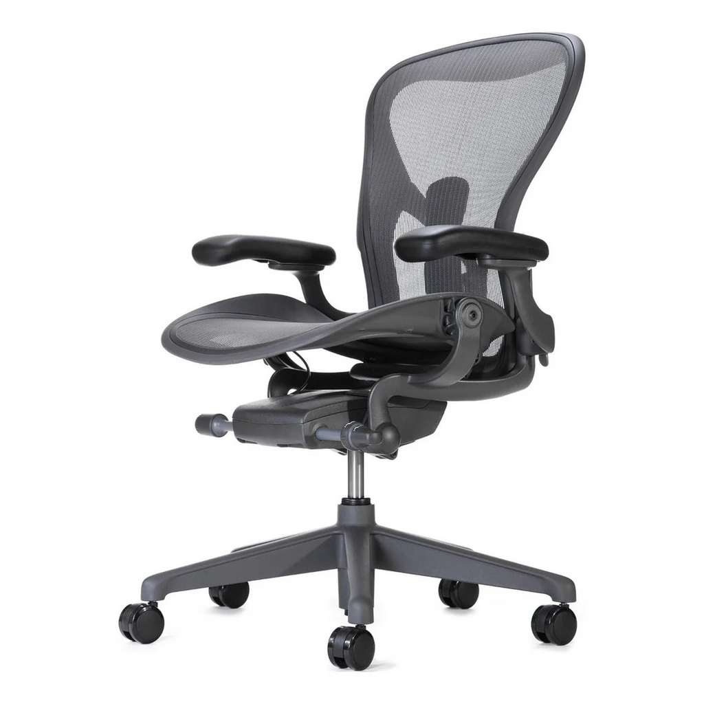Herman Miller Aeron Chair in Graphite with plastic base, rear view