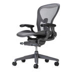 Herman Miller Aeron Chair in Graphite with plastic base, rear view