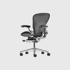 Herman Miller Aeron Chair in Graphite with polished aluminium base, rear view