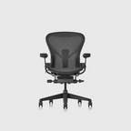 Herman Miller Aeron Chair in Graphite with satin aluminium base, front three-quarter view