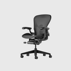 Herman Miller Aeron Chair in Graphite with satin aluminium base, rear view