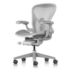 Herman Miller Aeron Chair in Mineral with satin aluminium base, rear view