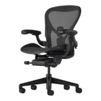 Herman Miller Aeron Chair in Onyx with black metal base, rear view