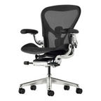 Herman Miller Aeron Chair in Onyx with polished aluminium base, rear view